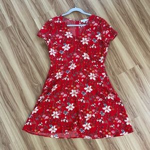 Red Floral Red Dress, Size 10